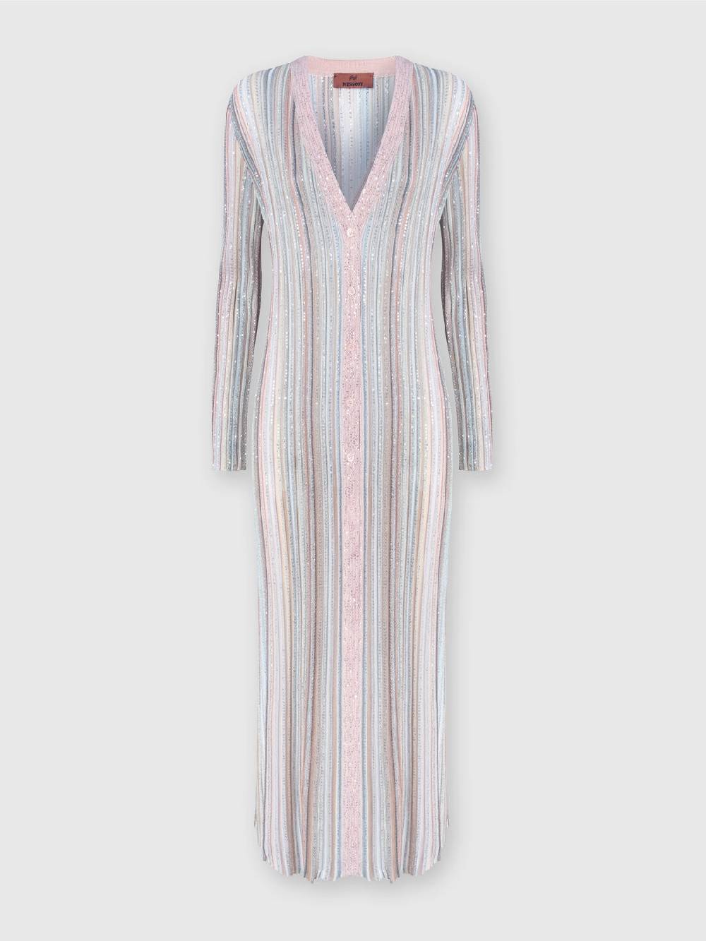 M Missoni Cardigan Lungo In Maglia Con Righe Verticali E Paillettes