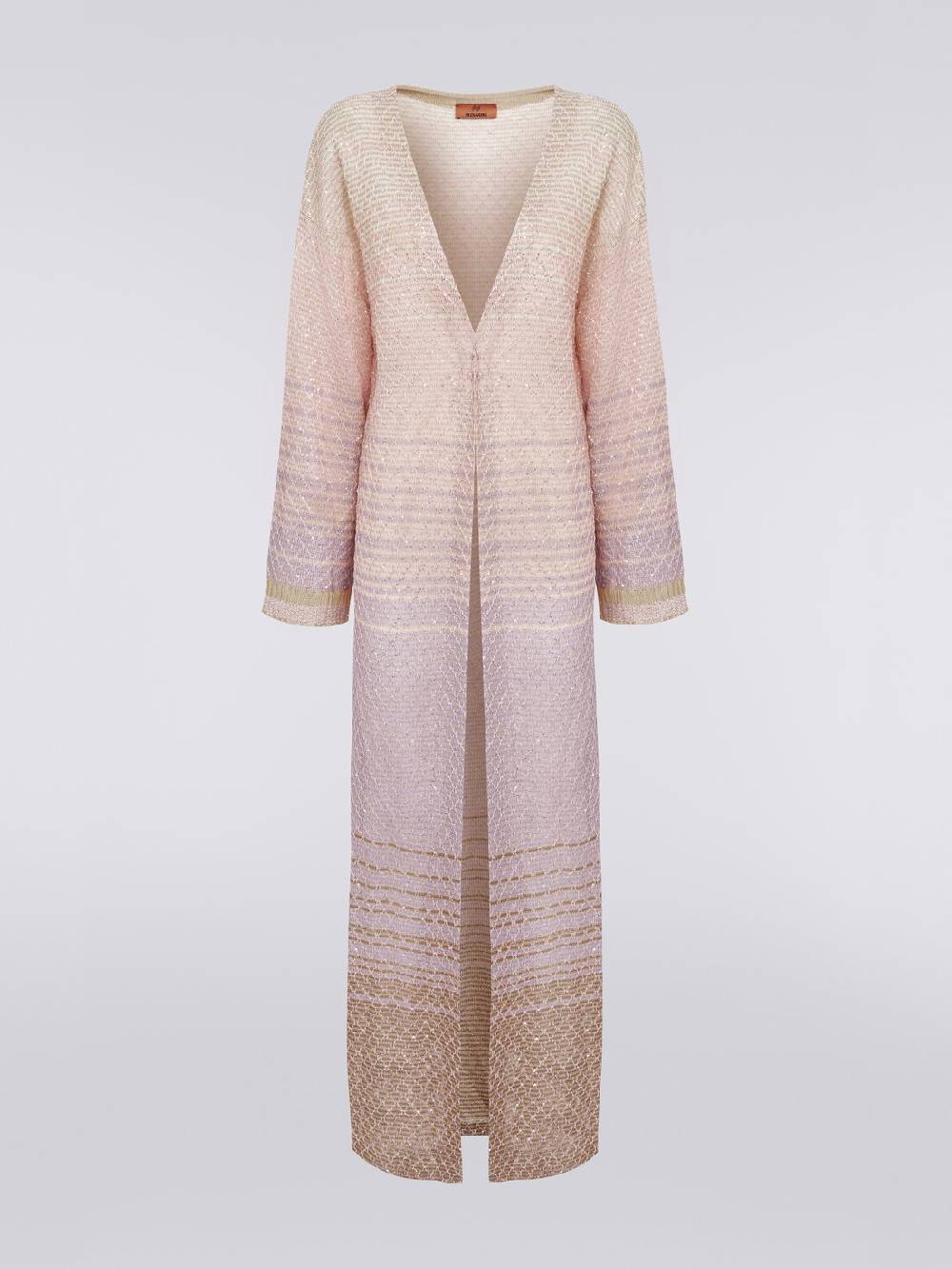 M Missoni Cardigan Lungo In Maglia Dégradé Con Paillettes