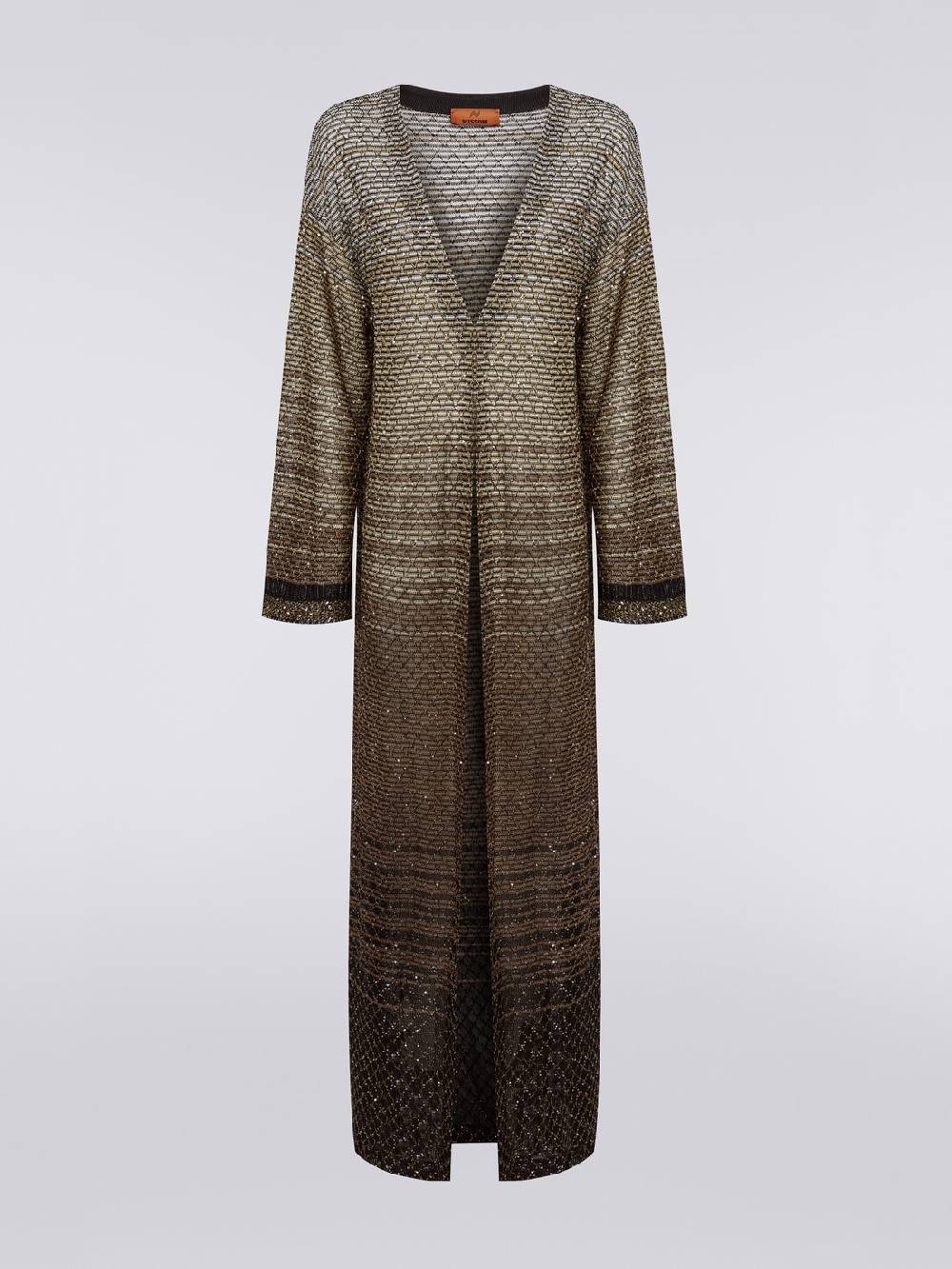 M Missoni Cardigan Lungo In Maglia Dégradé Con Paillettes