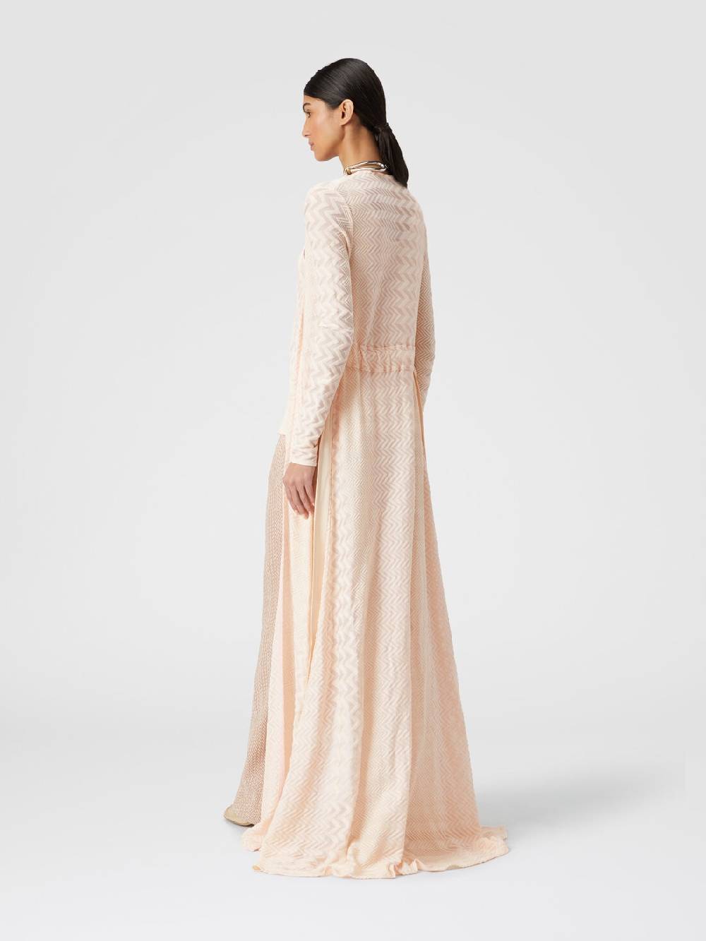 M Missoni Cardigan Lungo In Maglia Di Cotone E Viscosa Chevron