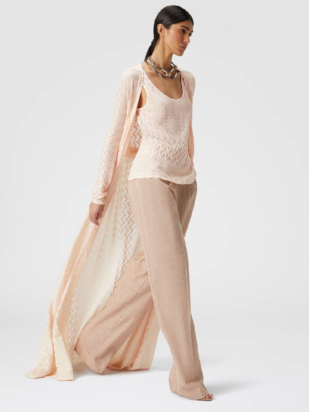 M Missoni Cardigan Lungo In Maglia Di Cotone E Viscosa Chevron