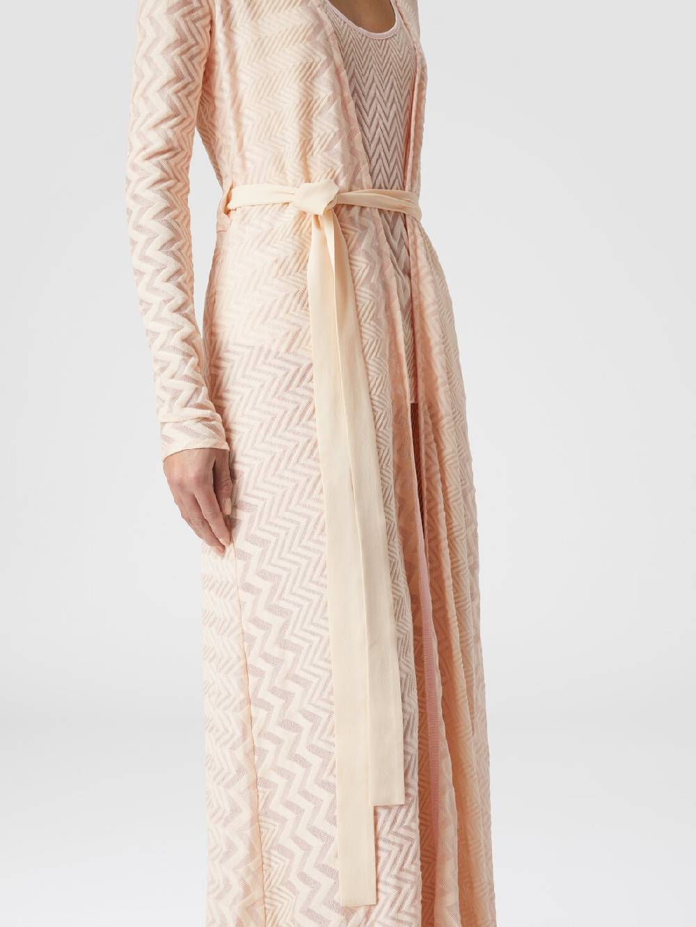 M Missoni Cardigan Lungo In Maglia Di Cotone E Viscosa Chevron