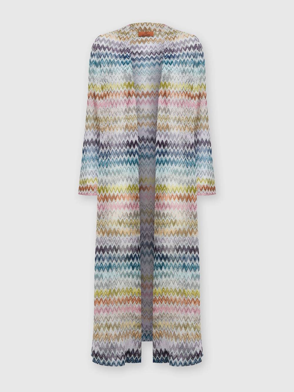M Missoni Cardigan Lungo In Misto Viscosa Zig Zag Lamé