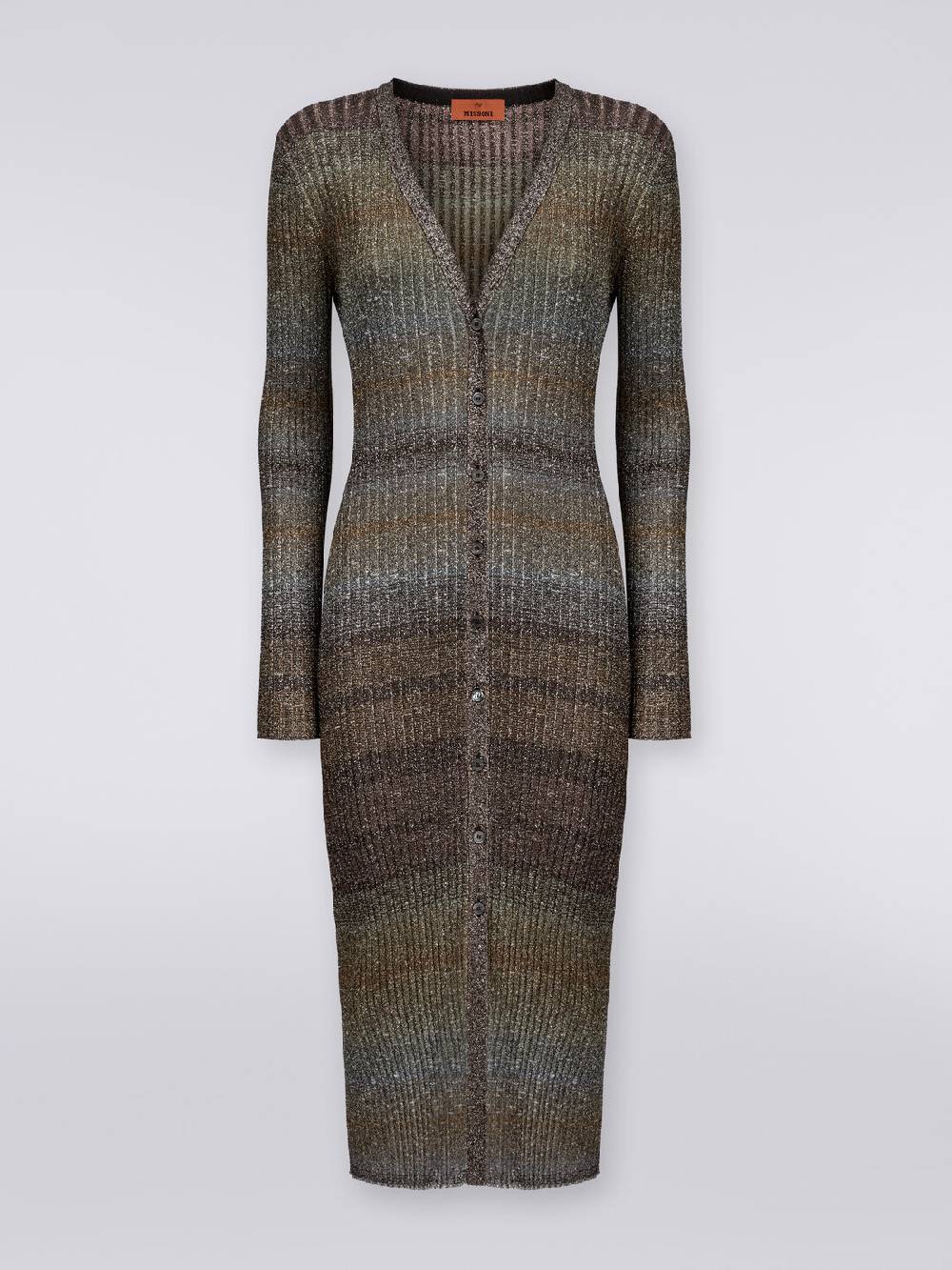 M Missoni Cardigan Lungo In Viscosa A Costine Con Lurex