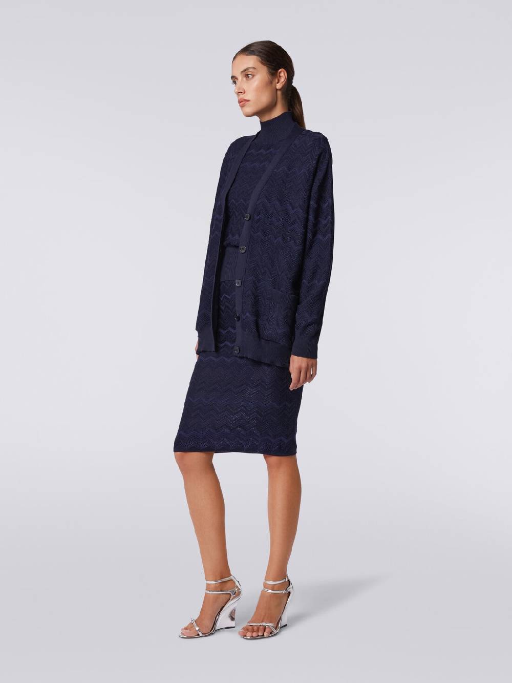 M Missoni Cardigan Oversize In Maglia Di Viscosa E Lana Chevron