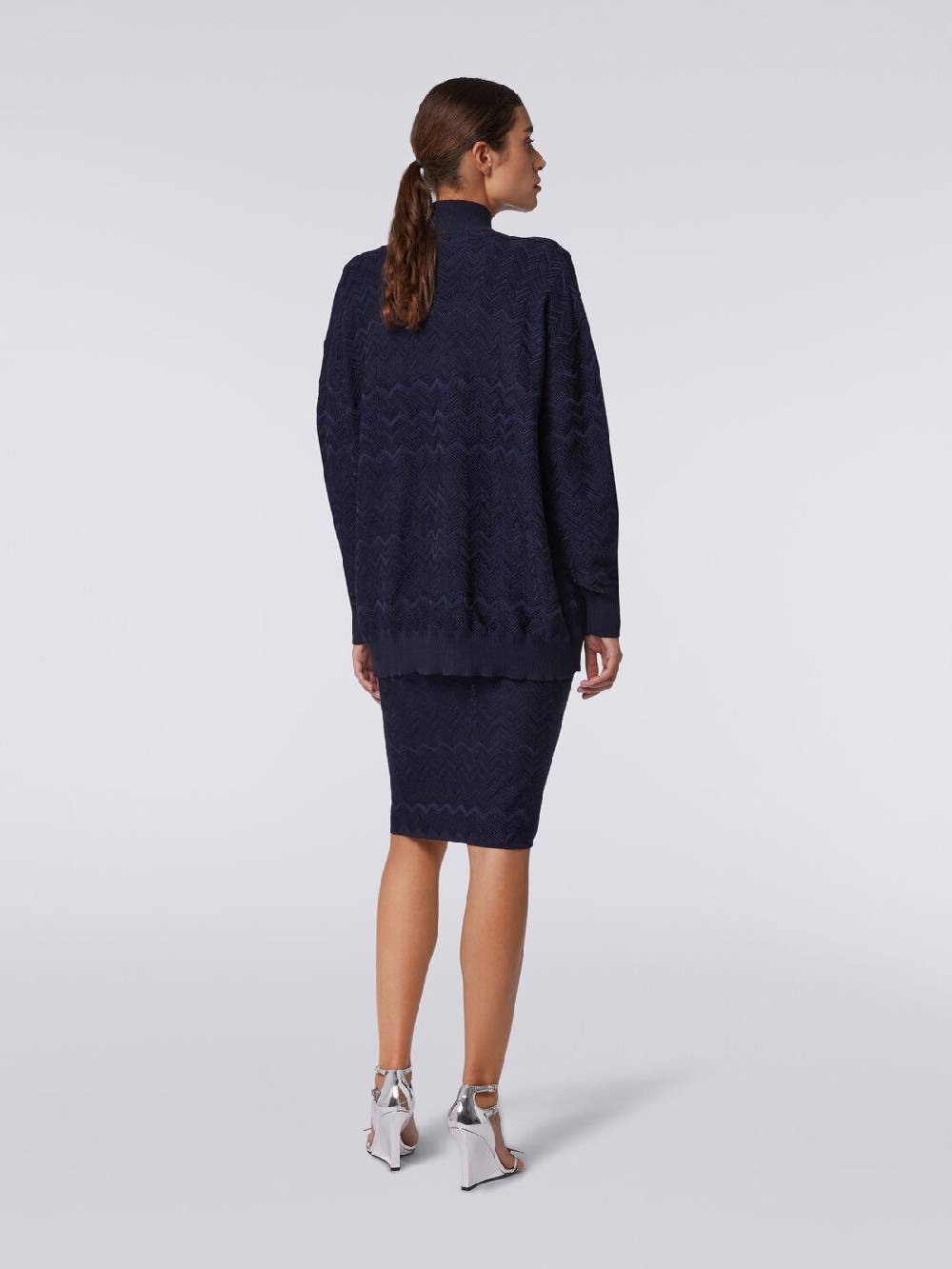 M Missoni Cardigan Oversize In Maglia Di Viscosa E Lana Chevron