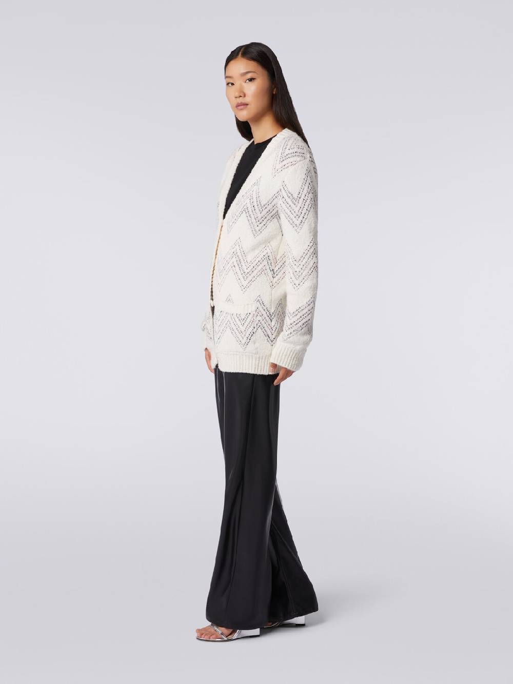 M Missoni Cardigan Oversize In Misto Cotone Zig Zag