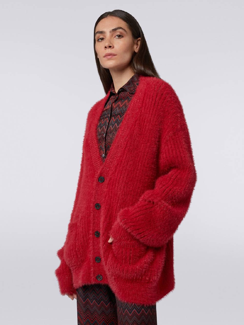 M Missoni Cardigan Oversize In Misto Lana Effetto Pelo