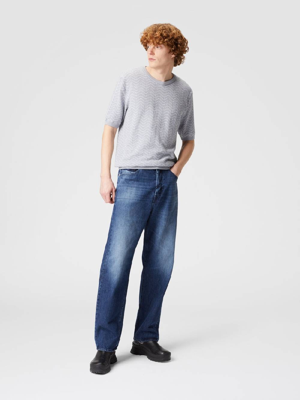 M Missoni Cinque Tasche In Denim Con Inserto In Maglia Motivo Venezia