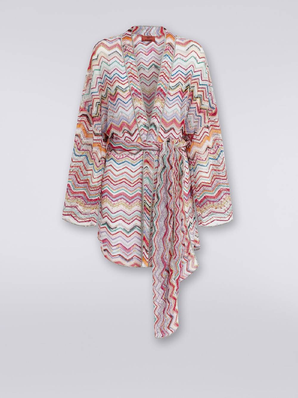 M Missoni Copricostume A Vestaglia In Crochet Zig Zag Con Lurex