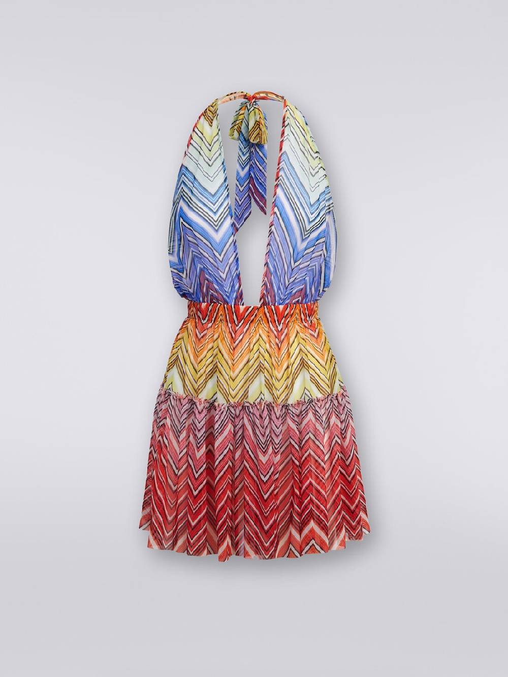 M Missoni Copricostume Corto In Tulle Stampa Zig Zag