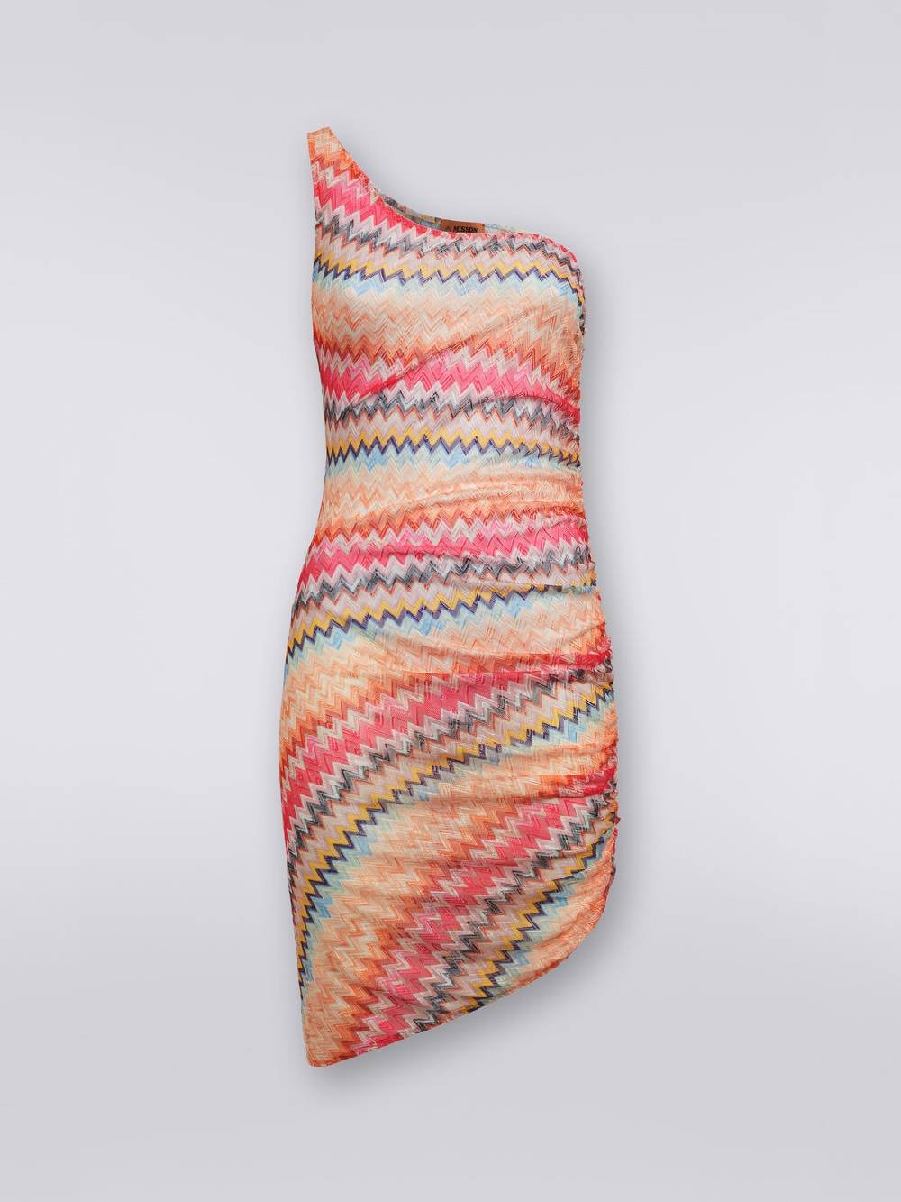 M Missoni Copricostume Corto Monospalla In Tulle Chevron