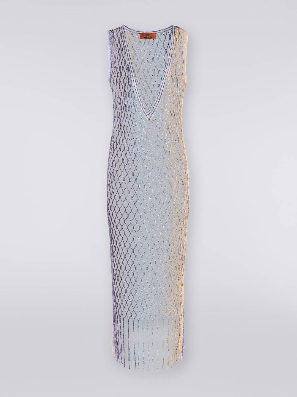 M Missoni Copricostume In Rete Effetto Metal Con Frange