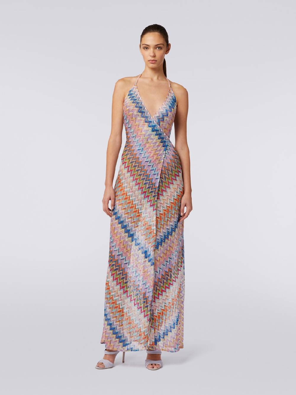 M Missoni Copricostume lungo a portafoglio con motivo chevron e lurex