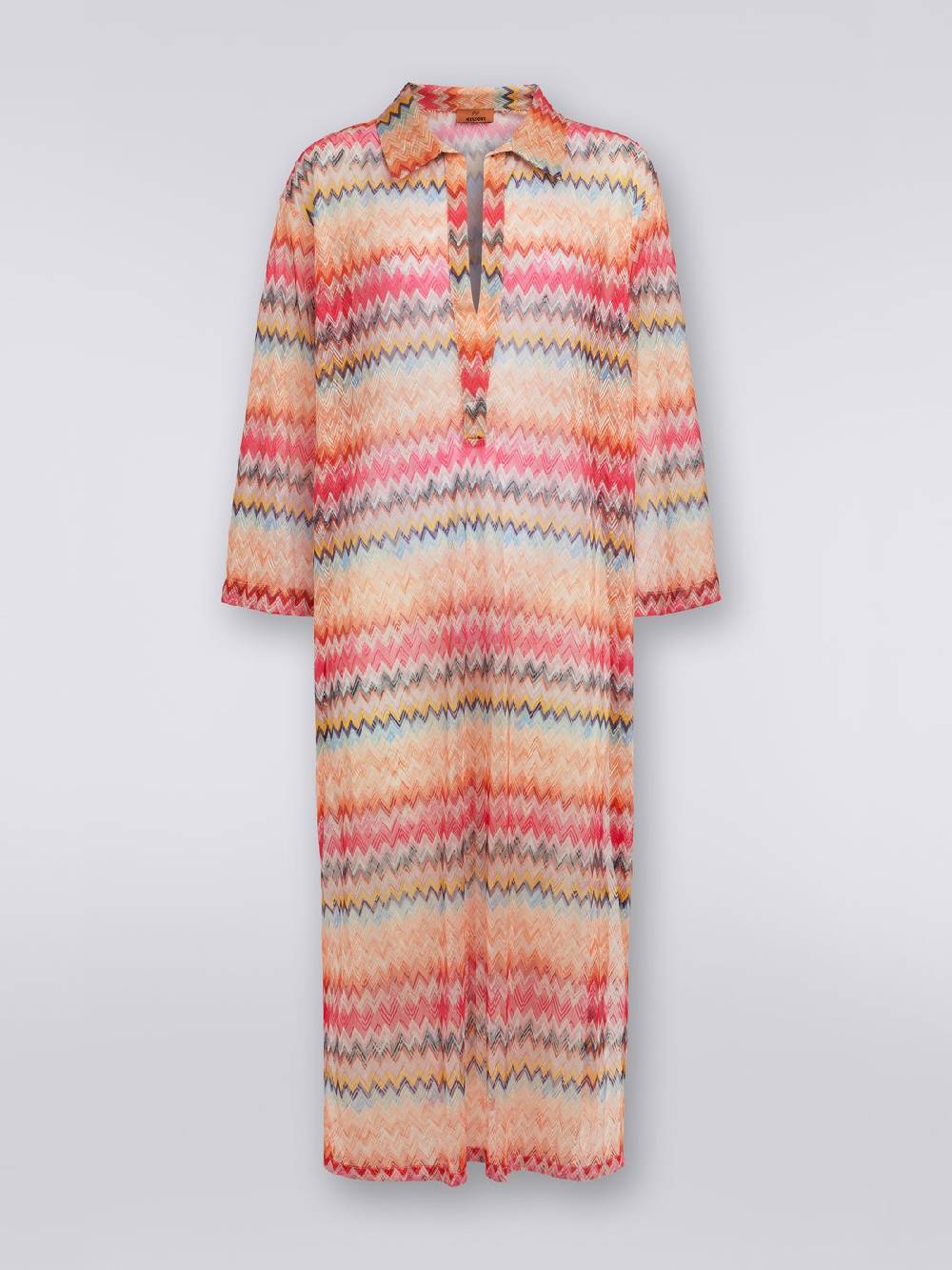 M Missoni Copricostume Lungo Con Maniche Lunghe In Tulle Di Viscosa Chevron