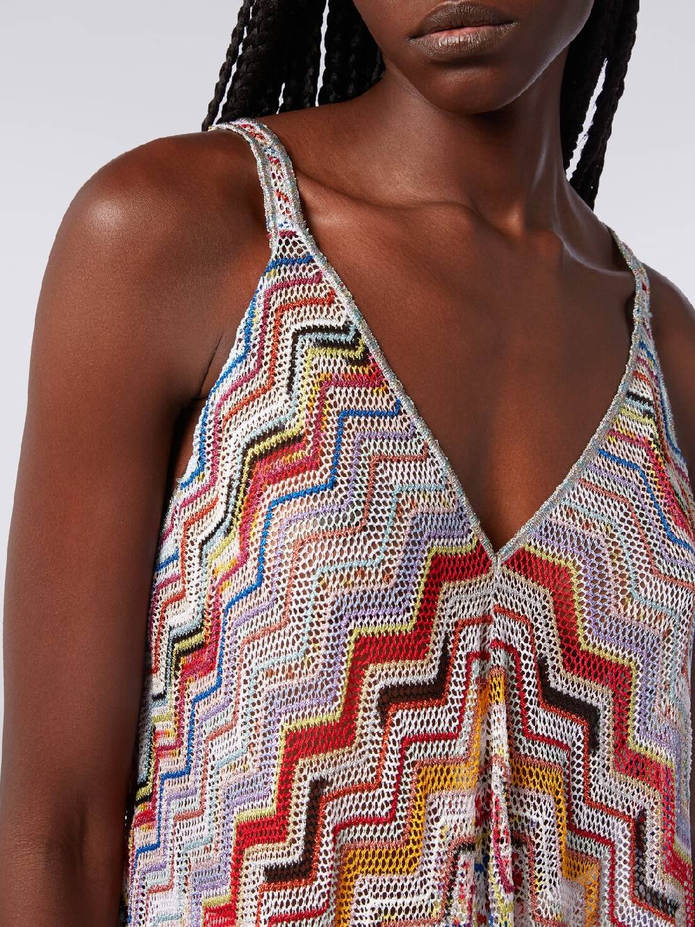 M Missoni Copricostume Lungo In Crochet Zig Zag Con Lurex