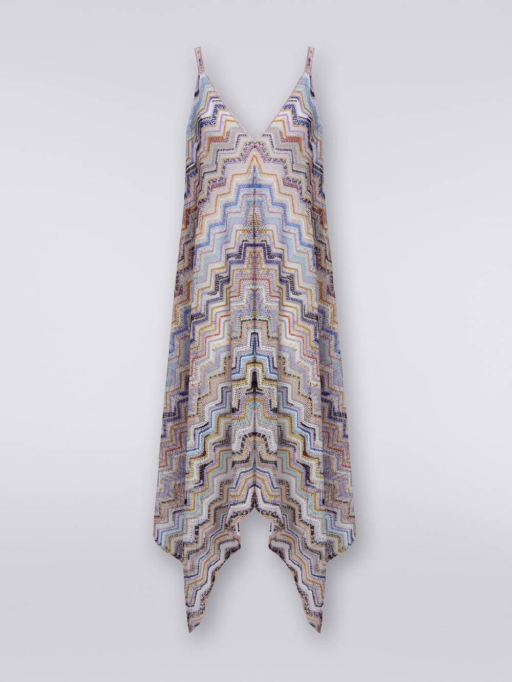 M Missoni Copricostume Lungo In Crochet Zig Zag Con Lurex