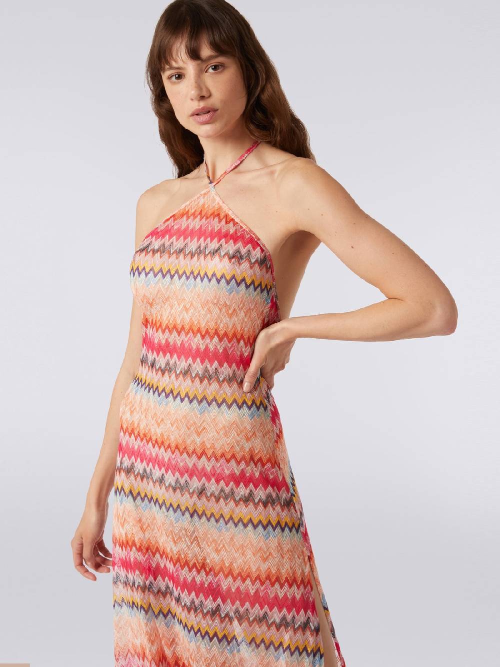 M Missoni Copricostume Lungo In Tulle Di Viscosa Chevron
