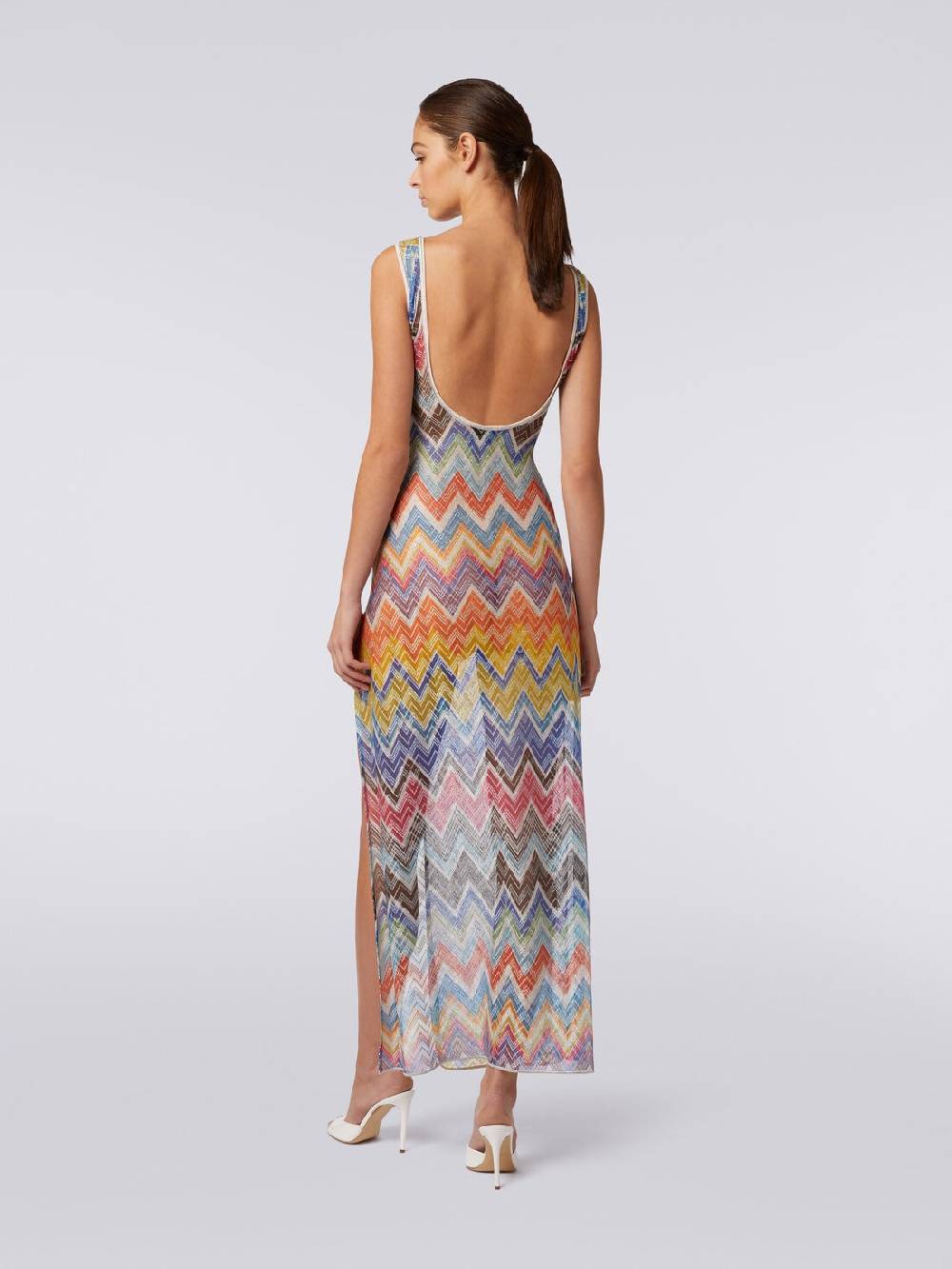 M Missoni Copricostume Lungo Stampa Zig Zag Con Lurex
