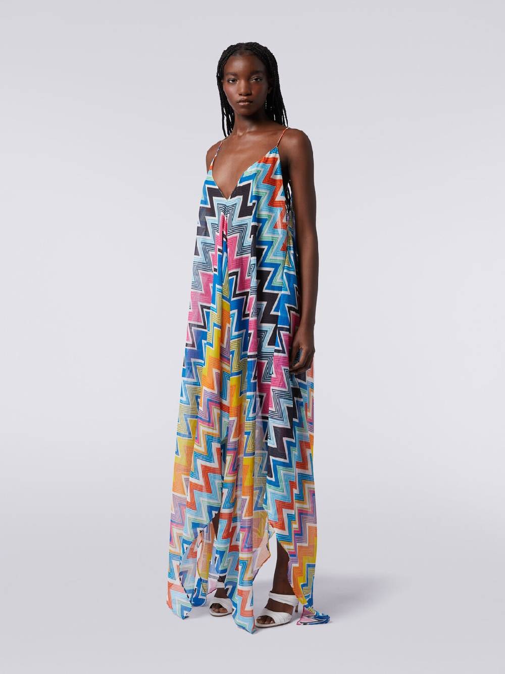 M Missoni Copricostume Lungo Taglio Foulard In Cotone E Seta Stampato