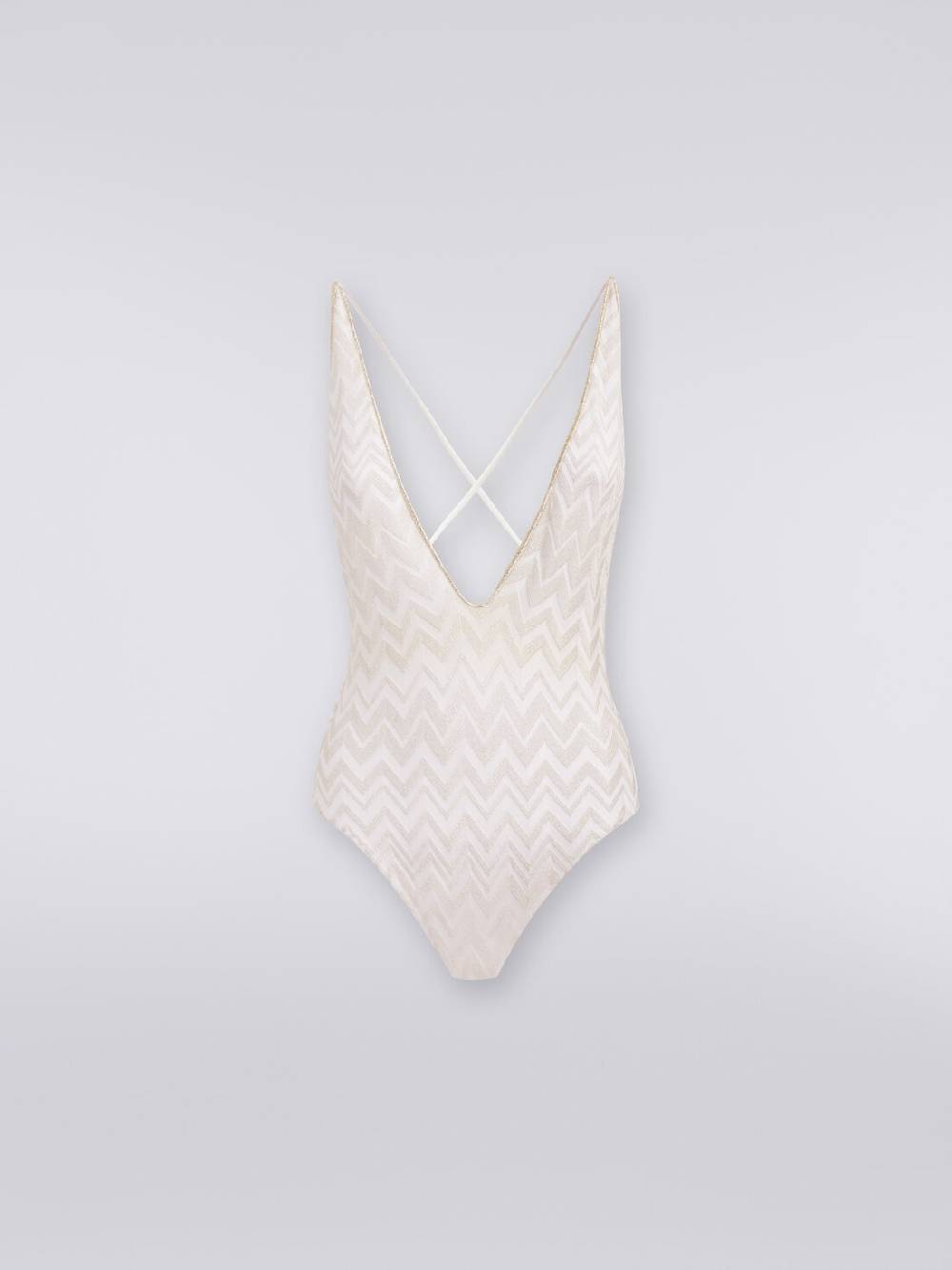 M Missoni Costume Intero Con Chevron Tono Su Tono Lamé