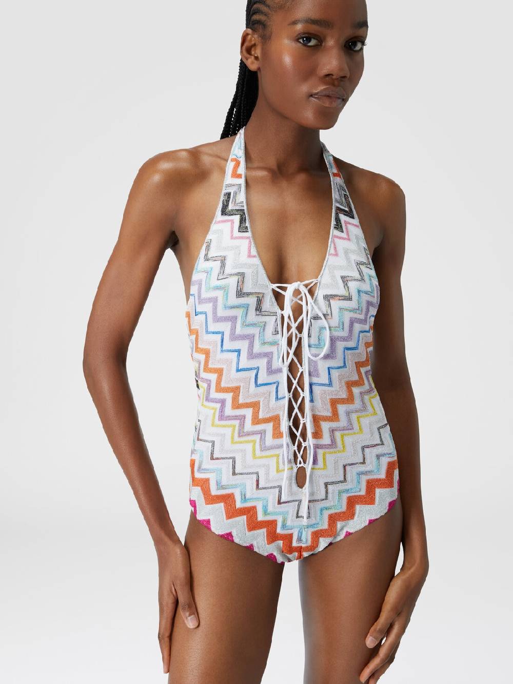 M Missoni Costume Intero In Viscosa Zig Zag Con Lurex