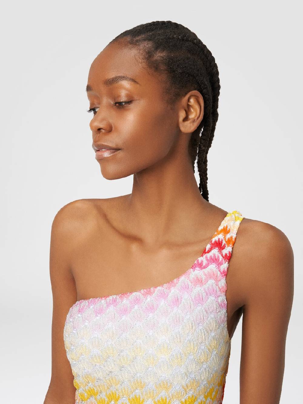 M Missoni Costume Intero Monospalla Effetto Pizzo Con Lurex