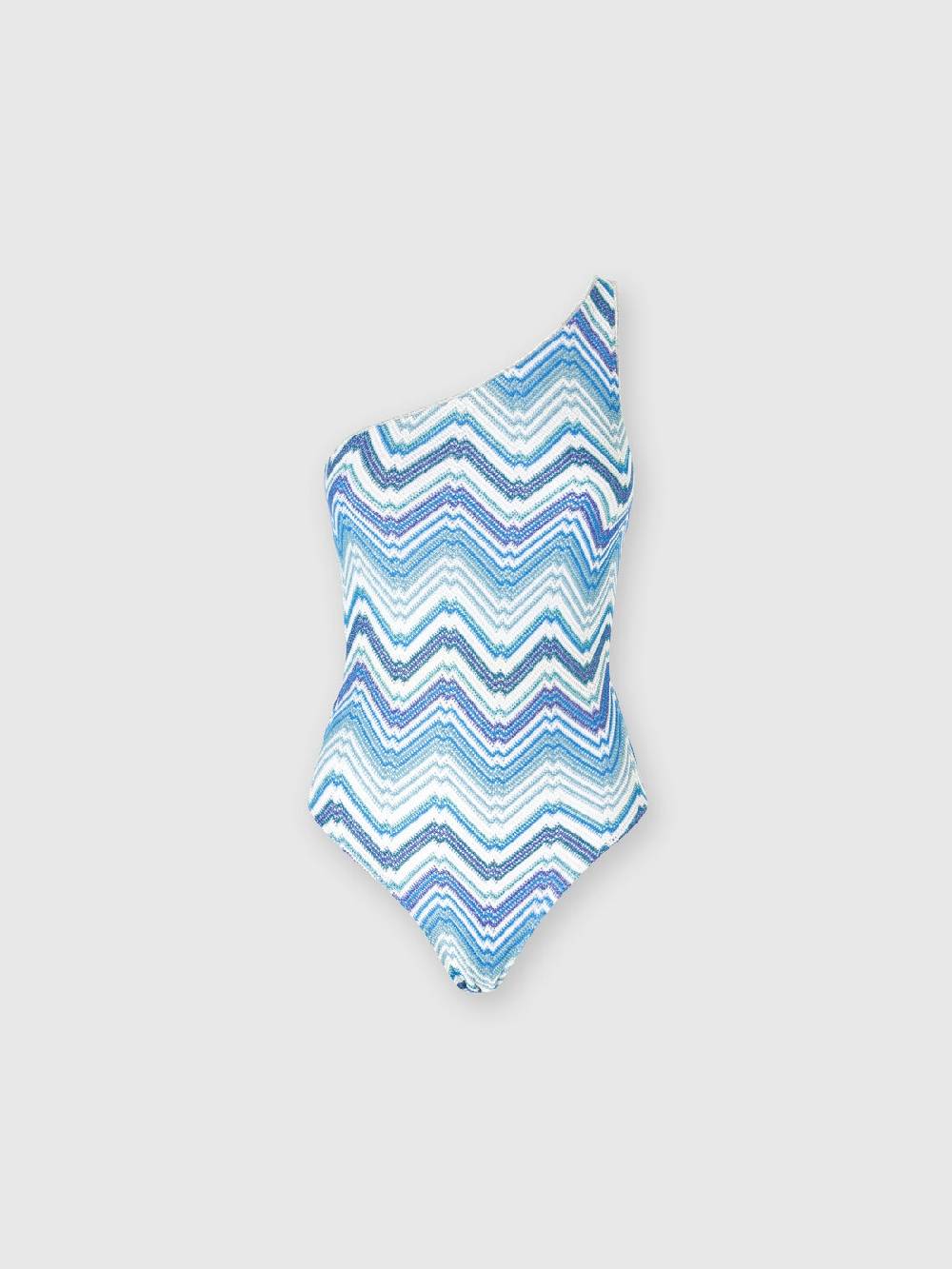 M Missoni Costume Intero Monospalla In Crochet Chevron Con Lurex