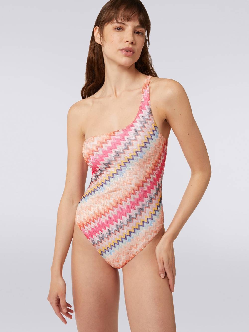 M Missoni Costume Intero Monospalla In Viscosa Chevron
