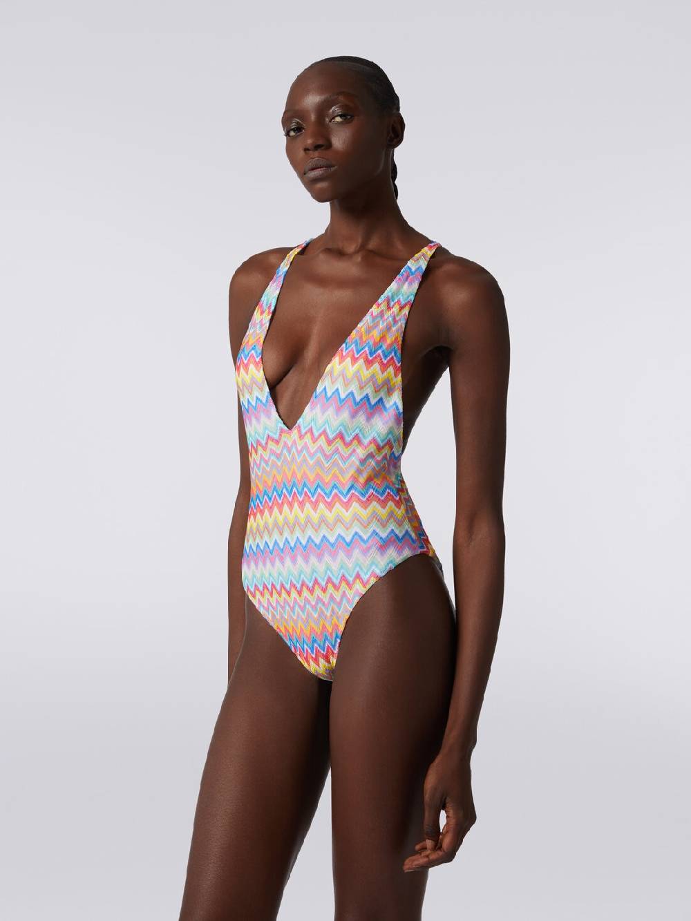 M Missoni Costume Intero Stampa Zig Zag Con Scollatura A V