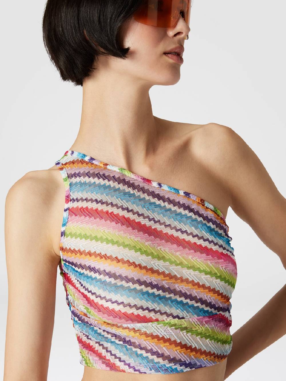 M Missoni Crop Top Monospalla Con Arricciatura Laterale