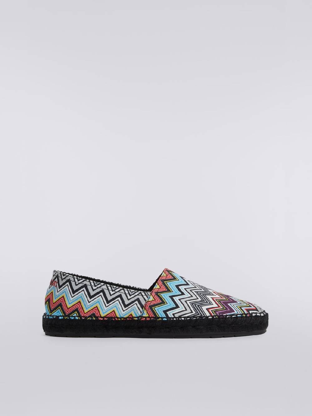 M Missoni Espadrilles Flat In Canvas Stampato Con Scritta Logo