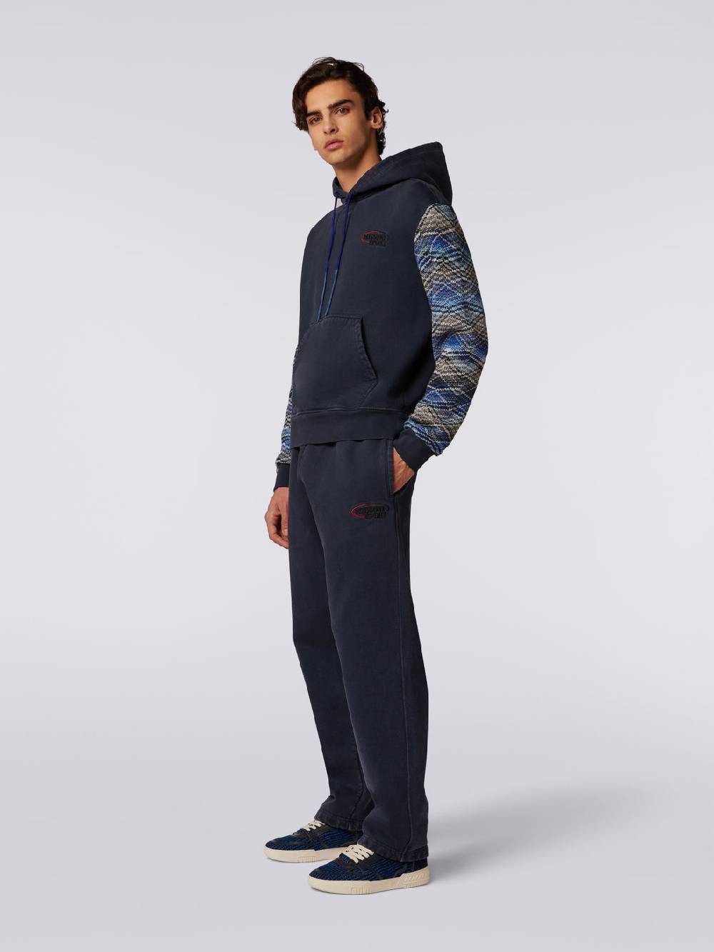 M Missoni Felpa Con Cappuccio In Cotone Con Inserti In Maglia