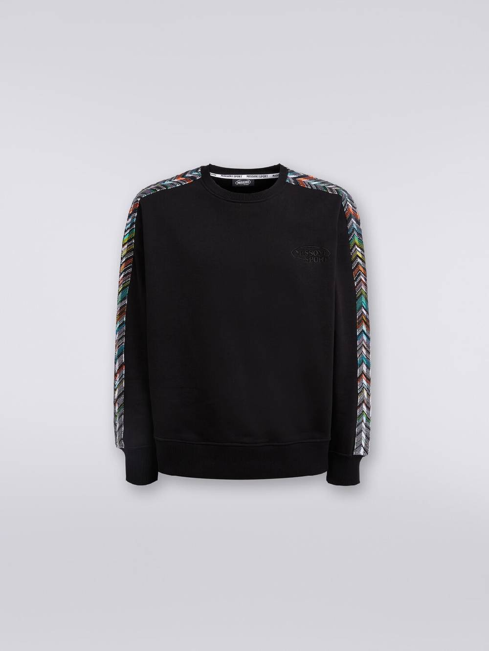 M Missoni Felpa Girocollo In Cotone Con Dettagli In Maglia Zig Zag