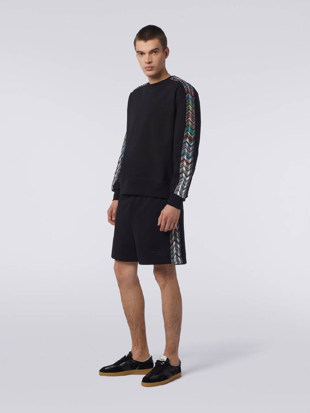 M Missoni Felpa Girocollo In Cotone Con Dettagli In Maglia Zig Zag