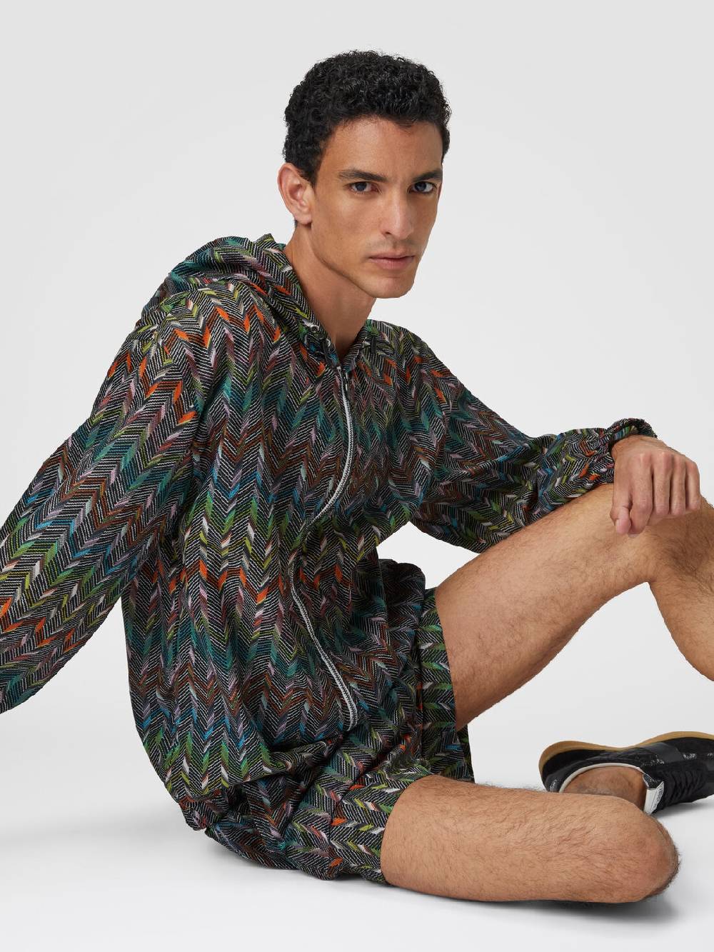 M Missoni Giacca A Vento In Nylon Stampato Con Logo