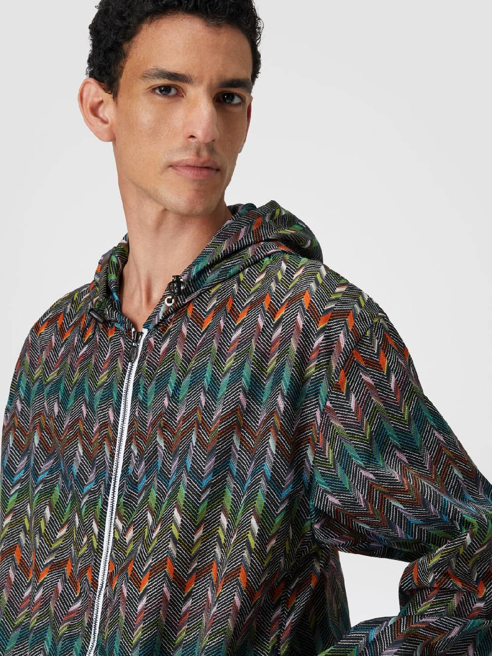 M Missoni Giacca A Vento In Nylon Stampato Con Logo