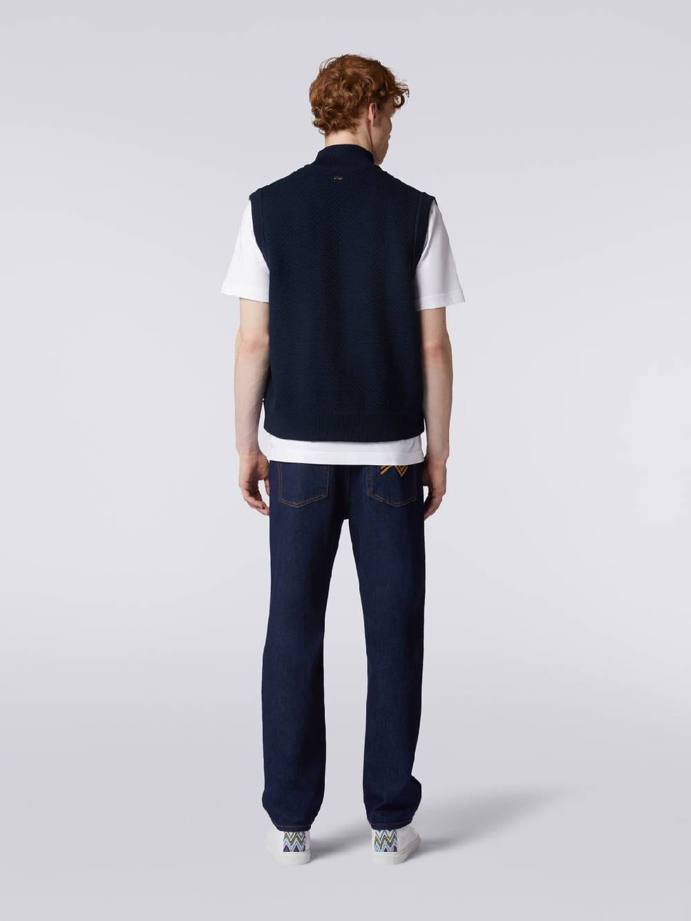 M Missoni Gilet Impunturato A Zig Zag Con Parte Posteriore E Profili In Maglia