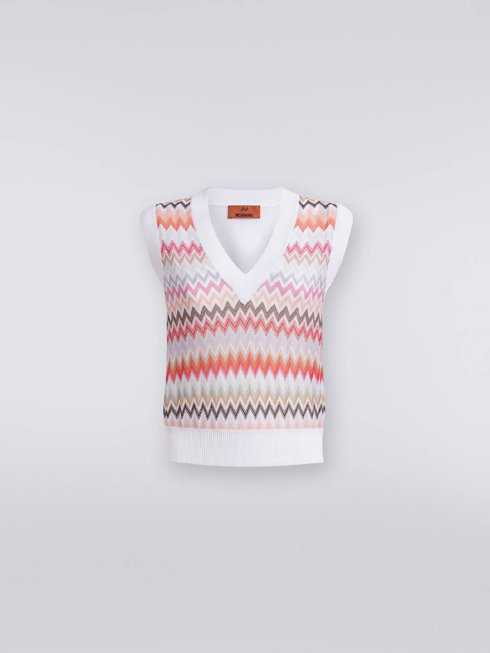 M Missoni Gilet In Maglia Di Viscosa Zig Zag Con Profili A Contrasto