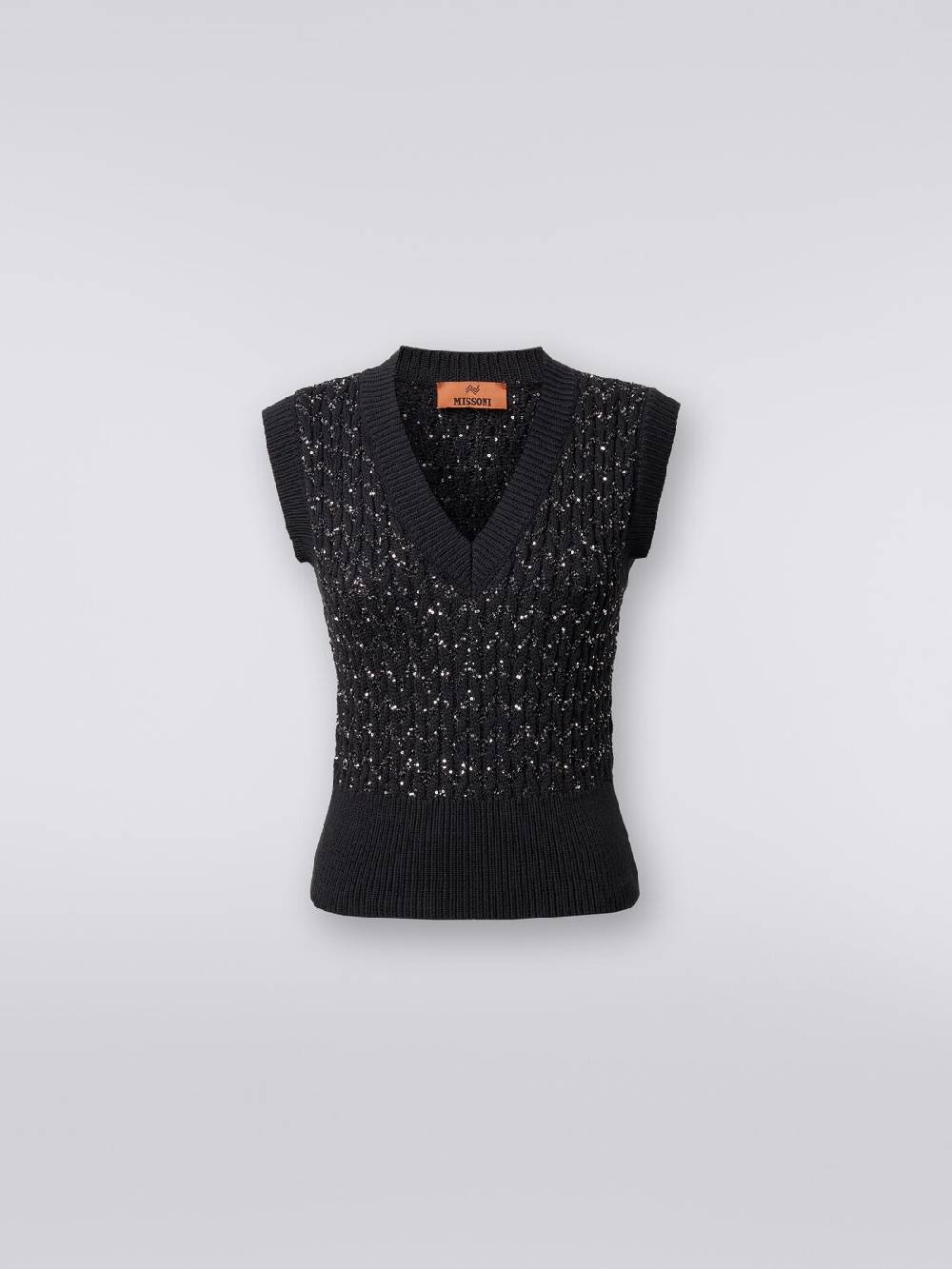 M Missoni Gilet In Misto Cotone Con Paillettes E Lavorazione A Treccia