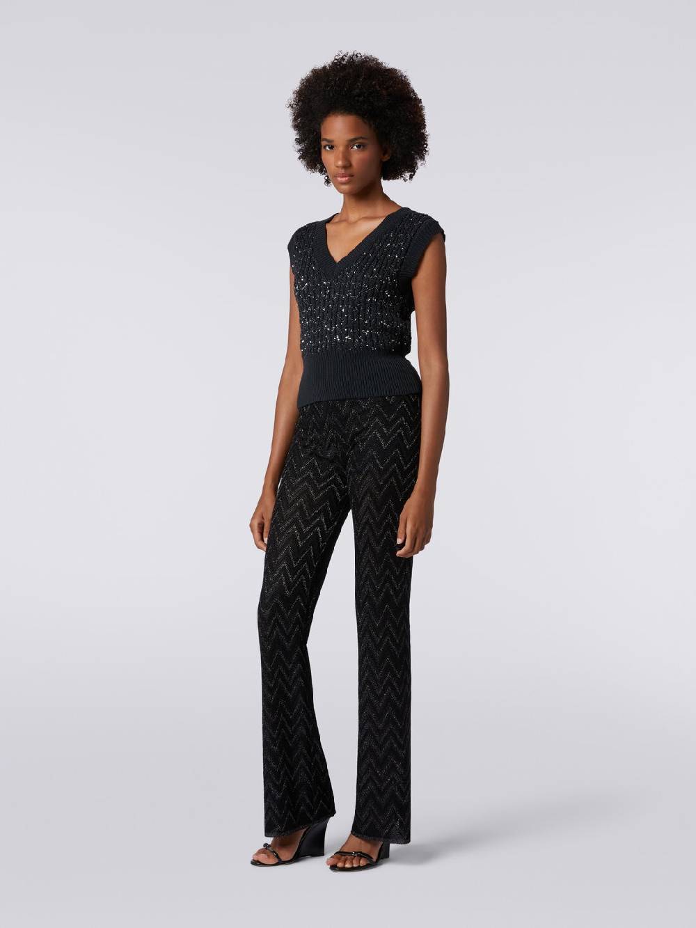 M Missoni Gilet In Misto Cotone Con Paillettes E Lavorazione A Treccia