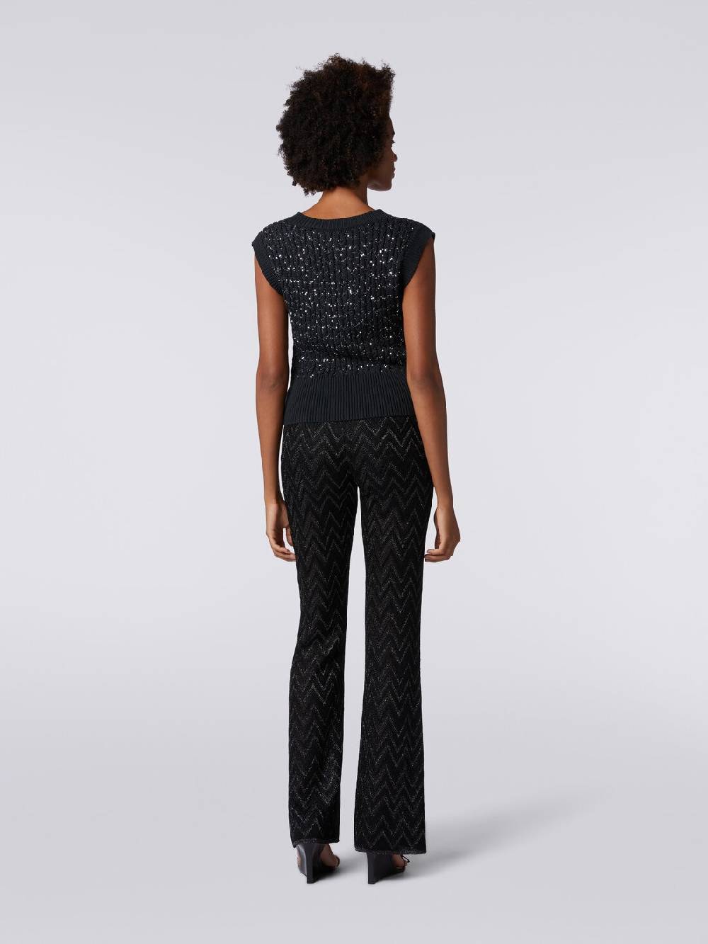 M Missoni Gilet In Misto Cotone Con Paillettes E Lavorazione A Treccia