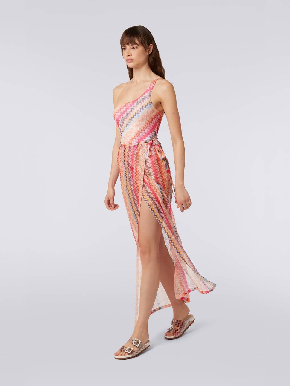 M Missoni Gonna Lunga Copricostume In Tulle Chevron