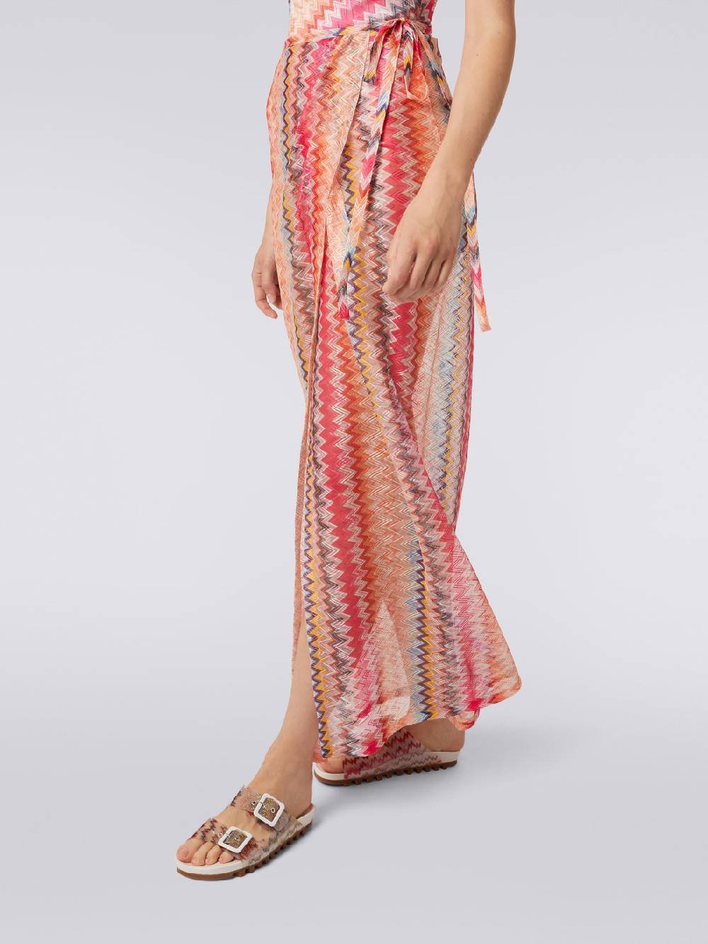 M Missoni Gonna Lunga Copricostume In Tulle Chevron