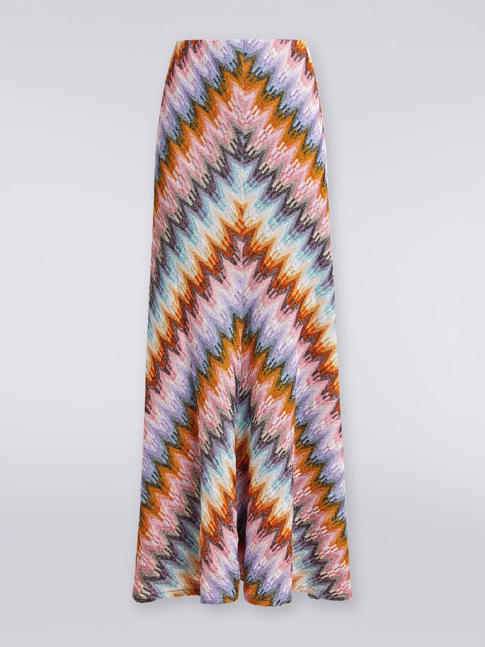 M Missoni Gonna Lunga Svasata In Viscosa Zig Zag Con Lurex
