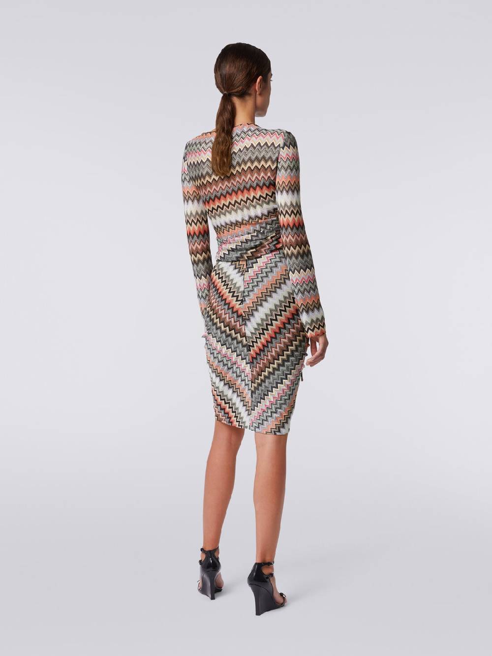M Missoni Gonna Midi In Cotone E Viscosa Zig Zag Con Arricciatura