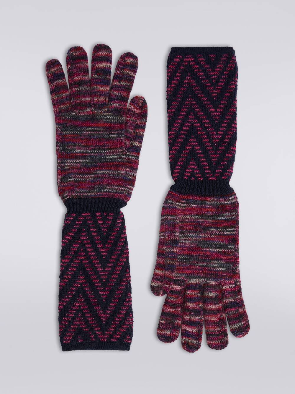 M Missoni Guanti in maglia di lana e mohair con multi-lavorazione