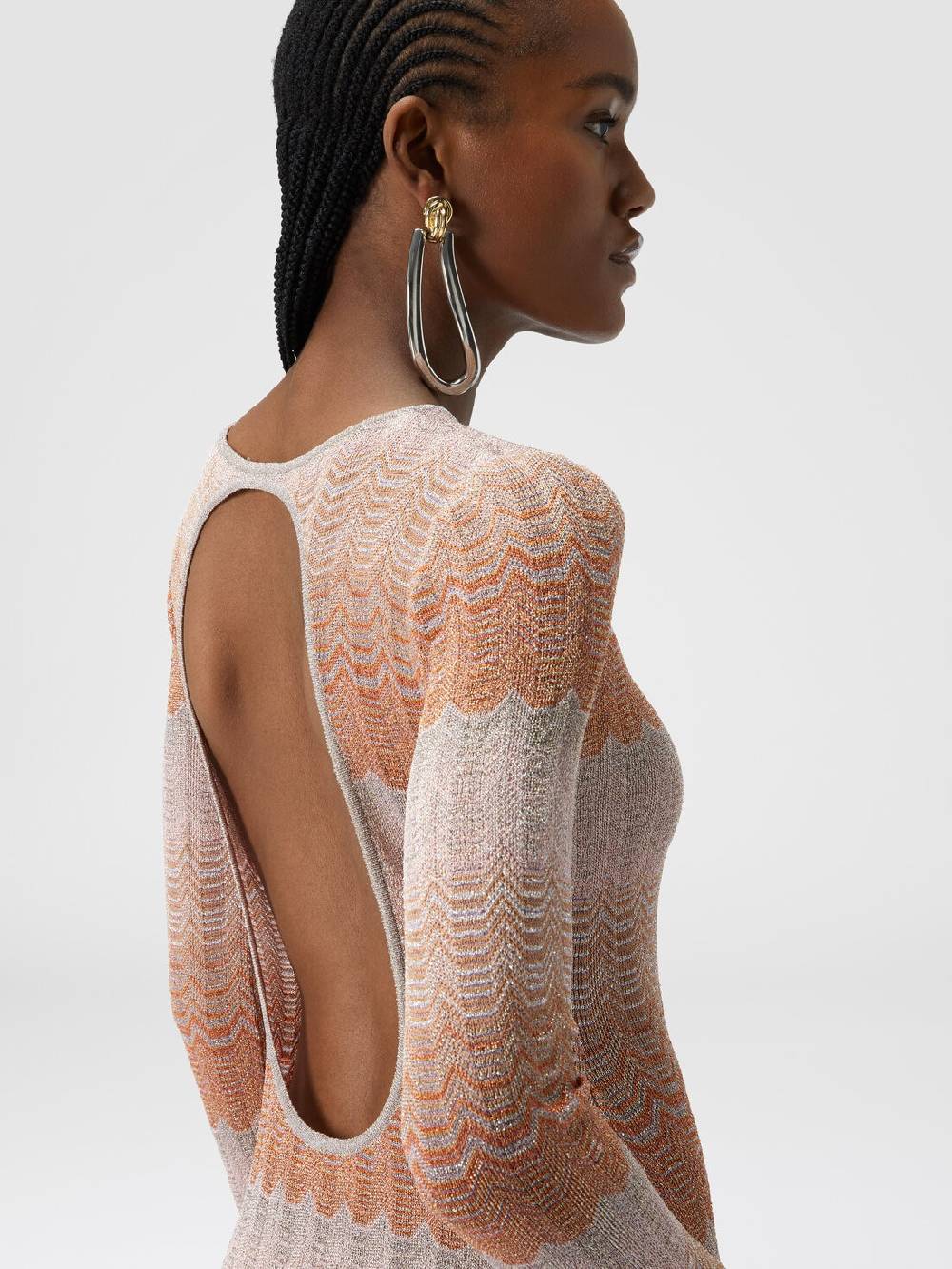 M Missoni Abito Lungo Con Motivo Greca Lamé