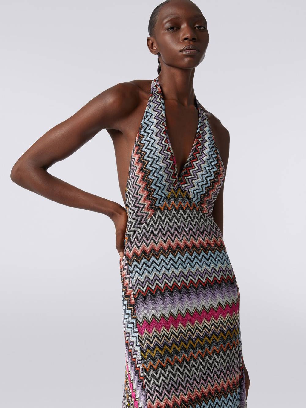 M Missoni Abito Lungo In Viscosa Zig Zag Con Lurex