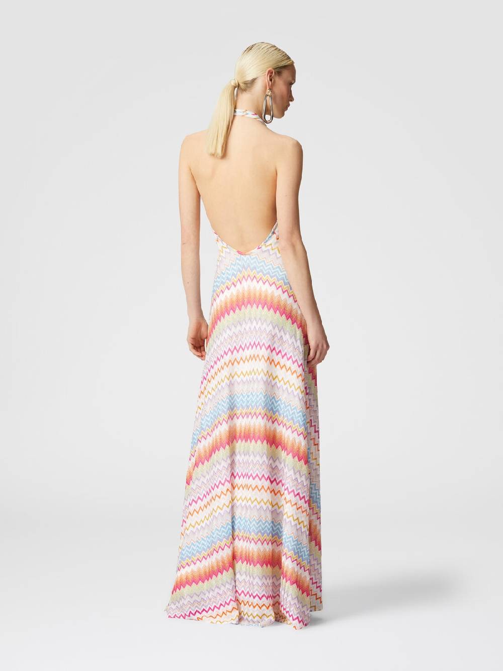 M Missoni Abito Lungo In Viscosa Zig Zag Con Lurex